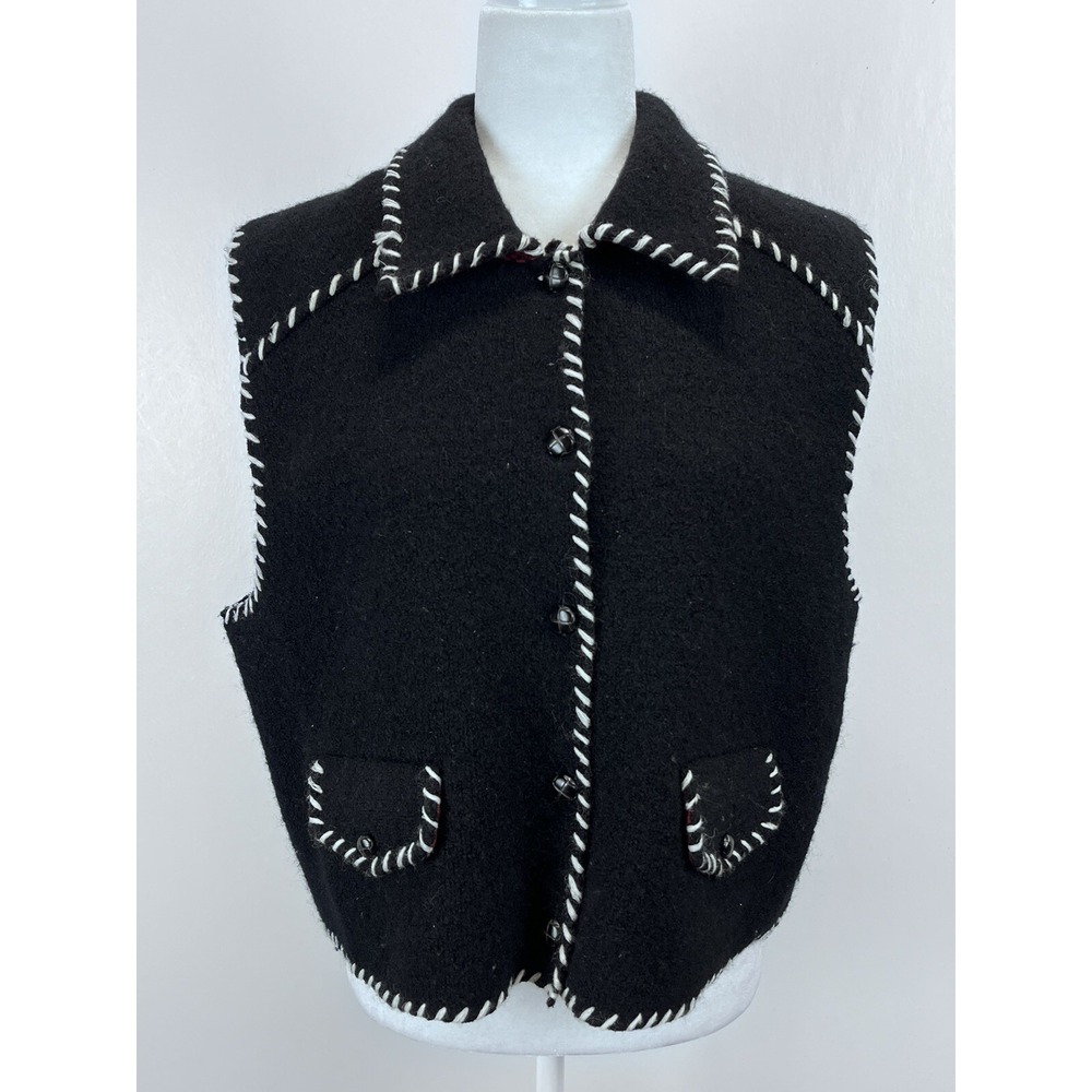Vintage Womens Cambridge Country Dry Goods Boiled Wool Vest Sz XL GUC